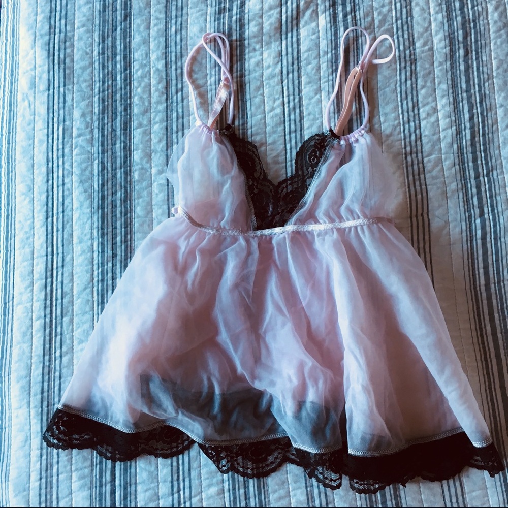 Victoria Secret Pink and Black Lace Babydoll